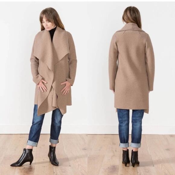 Harris Wharf London Virgin Wool Draped Blanket Coat in Camel Tan Size US 8 - Picture 1 of 8